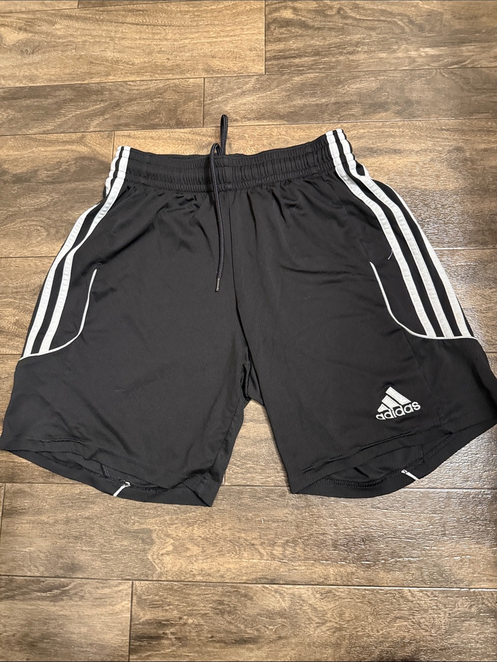 adidas Black Athletic Shorts with White Stripes